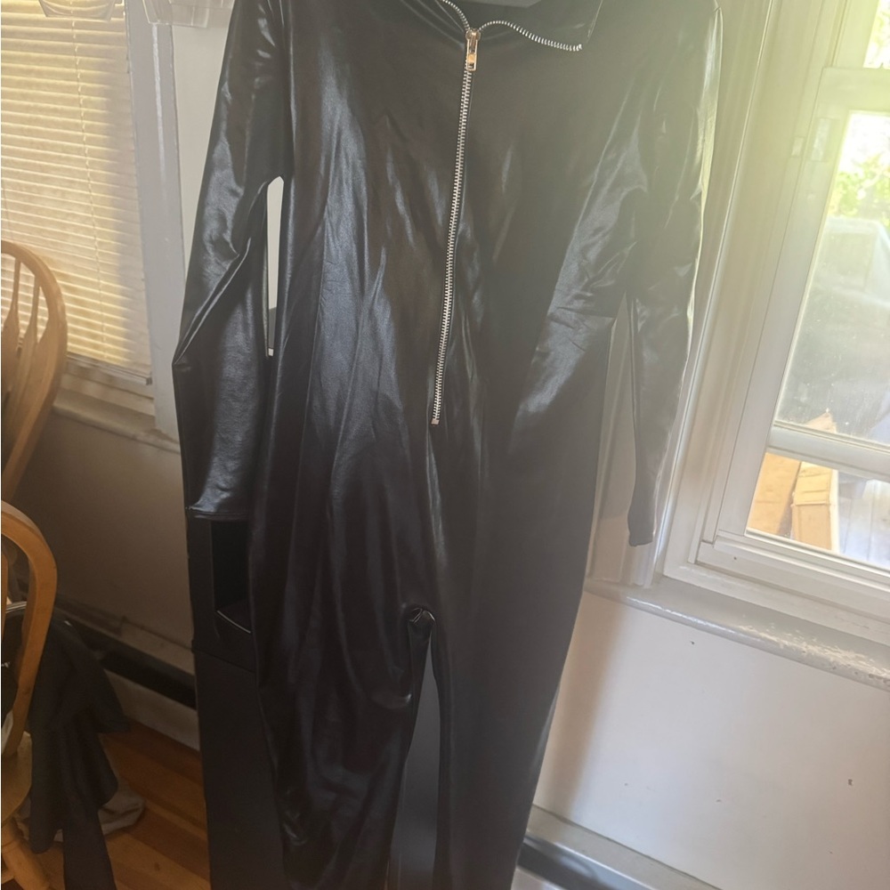 Women’s wet look pleather jumpsuit